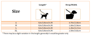 Leash Size Chart 2